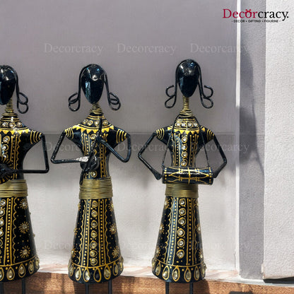 5pc Tribal Women Musician Iron Showpieces Tribal Art Musical Instrument TV Unit Décor Tabletop