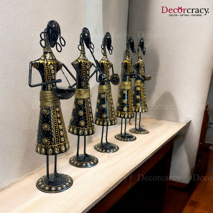 5pc Tribal Women Musician Iron Showpieces Tribal Art Musical Instrument TV Unit Décor Tabletop
