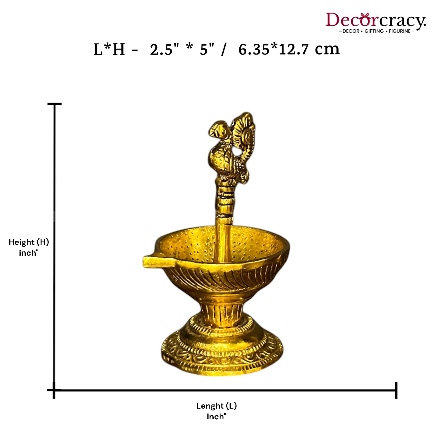 Single Peacock Oil Aarti Mor Deepak Metal golden