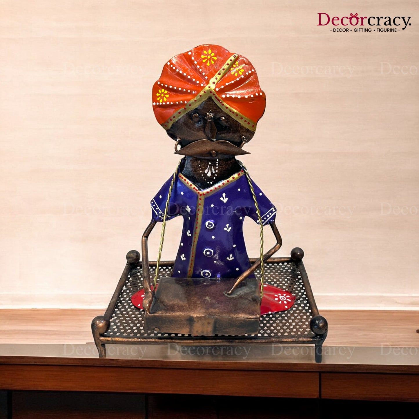 3pc Khaat Baarat Musician Iron Showpieces Tribal Art Musical Instrument TV Unit Décor Tabletop