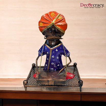 3pc Khaat Baarat Musician Iron Showpieces Tribal Art Musical Instrument TV Unit Décor Tabletop