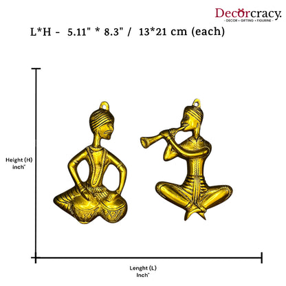 2 Pc Musician set Wall Hanging Metal golden