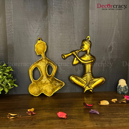 2 Pc Musician set Wall Hanging Metal golden