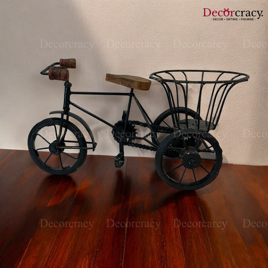 Black Rickshaw Candle Holder Tuktuk Iron Showpiece Vintage Tribal Art TV Unit Décor Tabletop