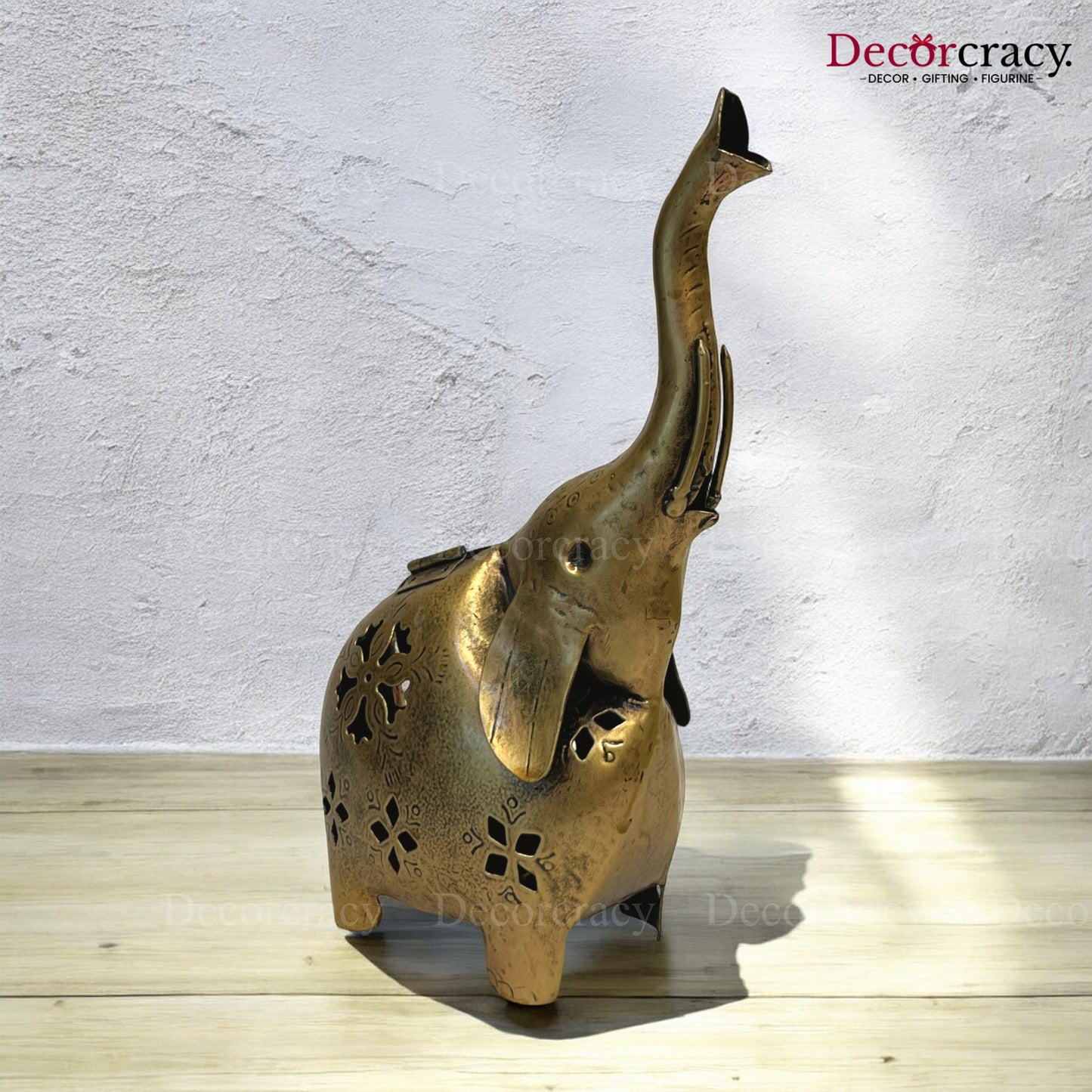 Elephant Tealight Iron Antique Golden Netted Design Tealight Candle Holder Stand Tribal Village Art