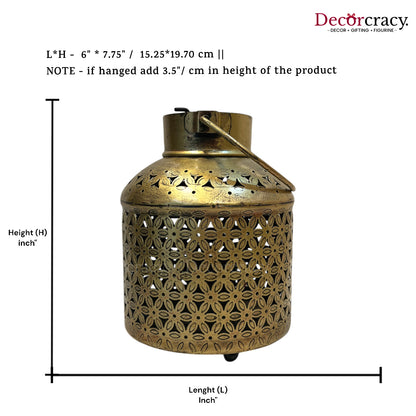 Ketley Lantern Iron Antique Golden Netted Design Tealight Candle Holder Stand Tribal Village Art