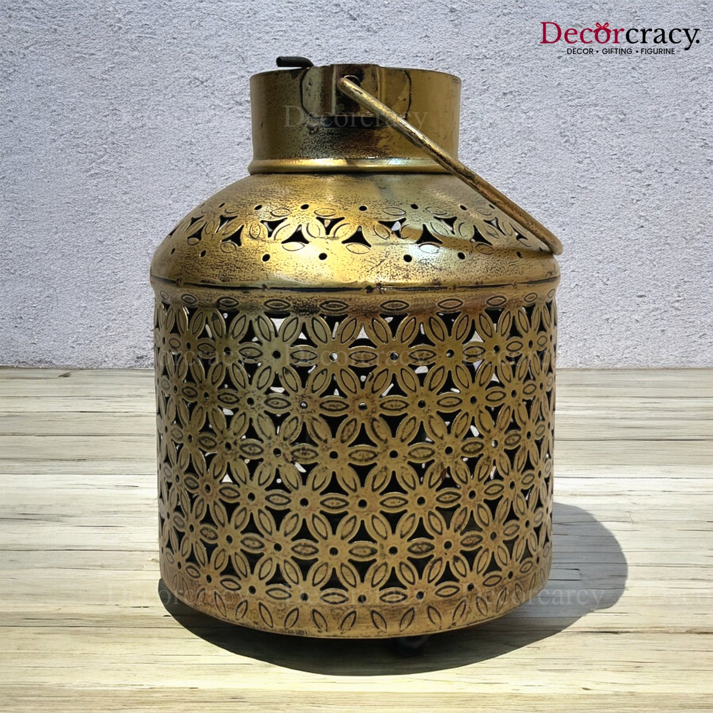 Ketley Lantern Iron Antique Golden Netted Design Tealight Candle Holder Stand Tribal Village Art
