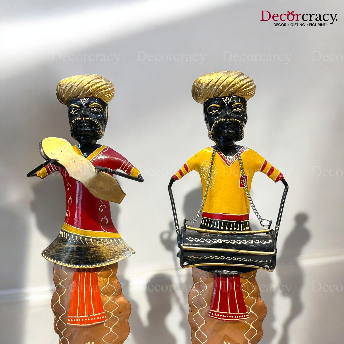 3pc Moustache Musician Iron Showpieces Tribal Art Musical Instrument TV Unit Décor Tabletop