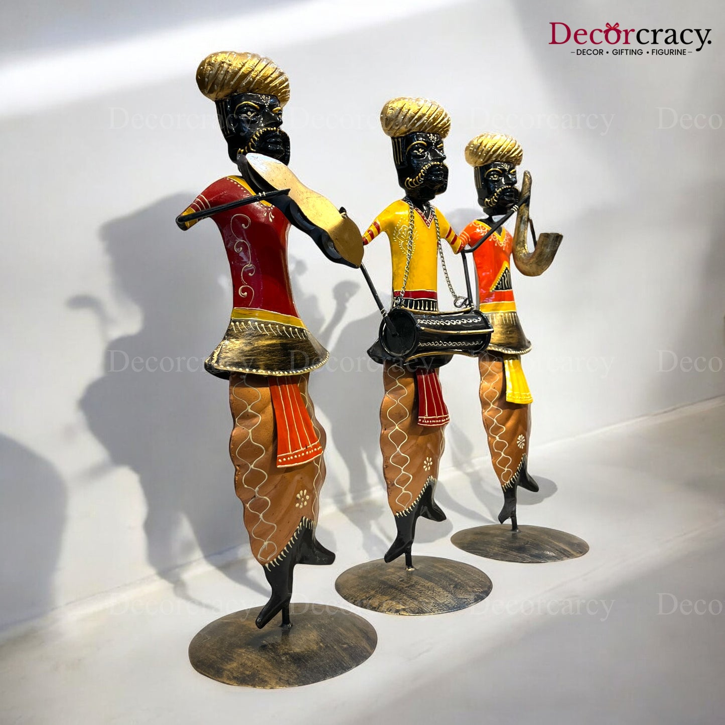 3pc Moustache Musician Iron Showpieces Tribal Art Musical Instrument TV Unit Décor Tabletop