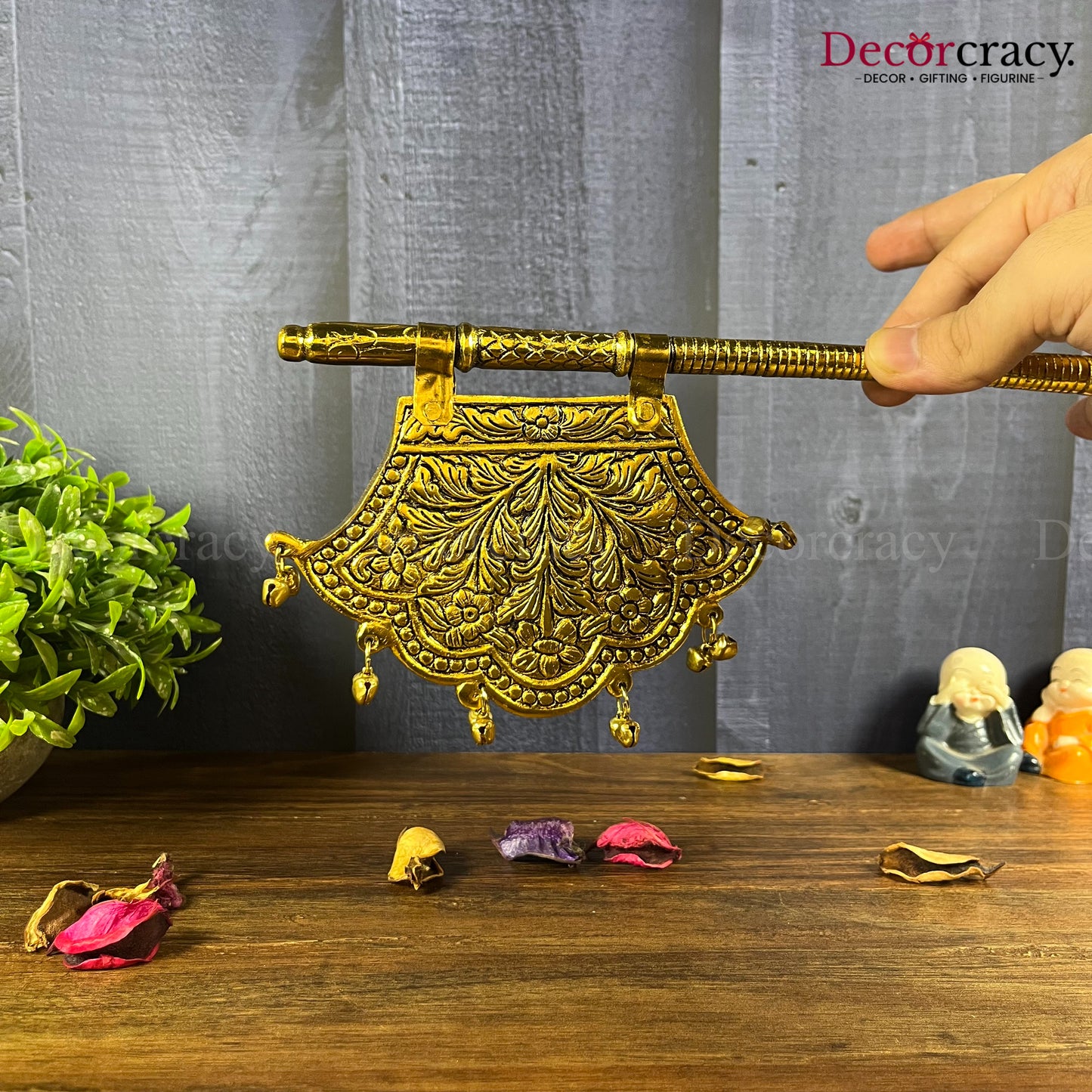 Pankhi for Laddu Gopal in Mandir Metal golden
