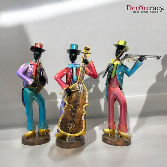 3pc Suit Musician Iron Showpieces Tribal Art Musical Instrument TV Unit Décor Tabletop