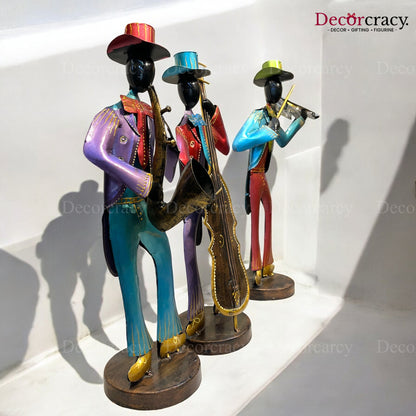 3pc Suit Musician Iron Showpieces Tribal Art Musical Instrument TV Unit Décor Tabletop