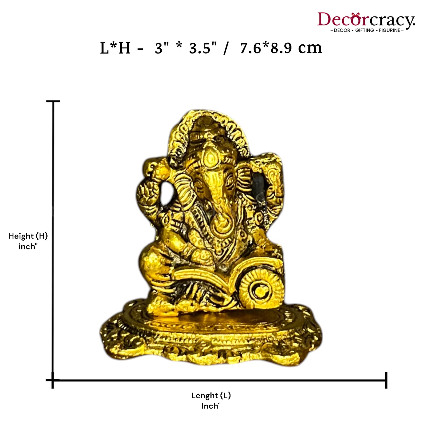 Shree Ganesh Idol Reading Metal golden
