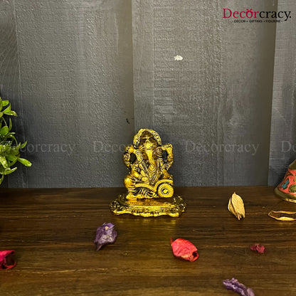 Shree Ganesh Idol Reading Metal golden