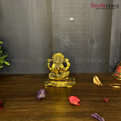 Shree Ganesh Idol Reading Metal golden