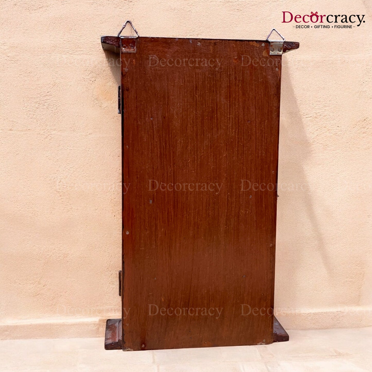 7 Hook Wall Mount Key Holder Box Hand Painted Brown Wooden Rajasthani Art
