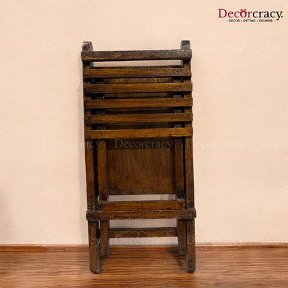 Folding Chair Dhola Maru Hand Painted Brown Wooden Rajasthani