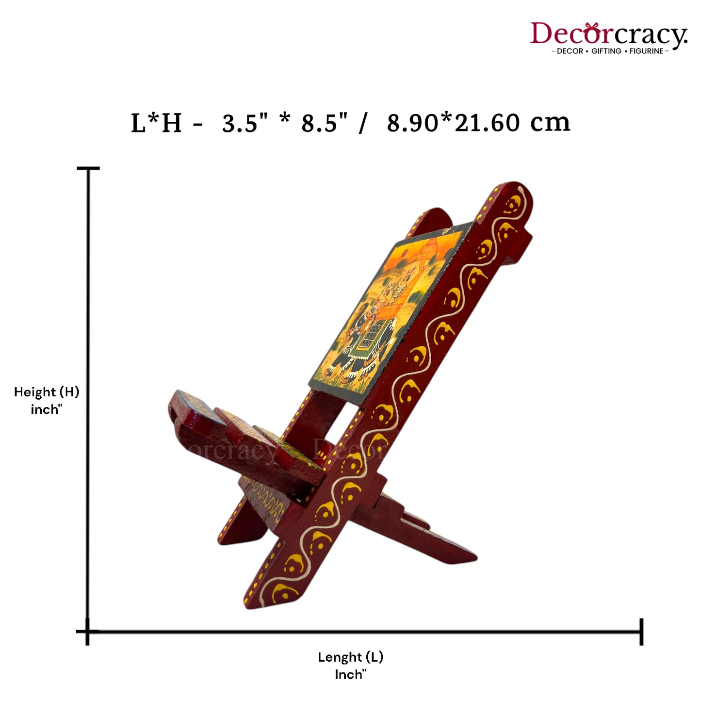 Folding Chair Dhola Maru Hand Painted Red Multicolor Wooden Rajasthani