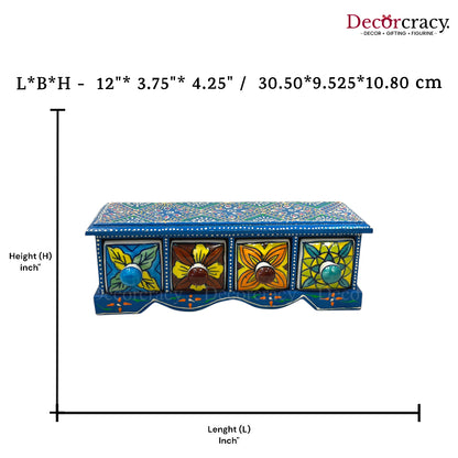 4 Drawer Ceramic Hand Painted Wooden Rajasthani Horizontal