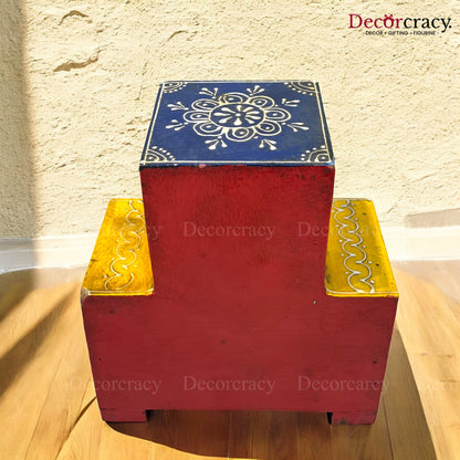 3 Drawer Ceramic Hand Painted Wooden Rajasthani