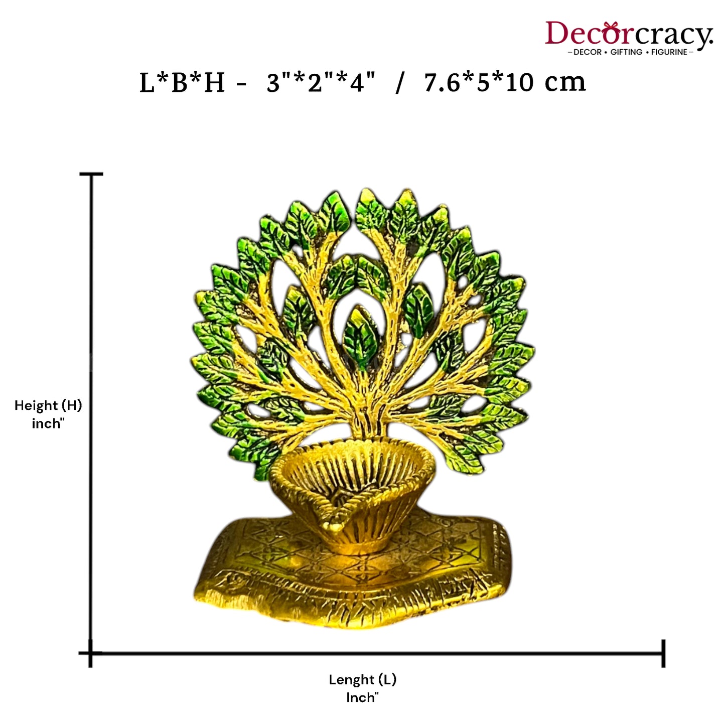 Tree Oil Deepak for Aarti Pooja Ped Metal golden