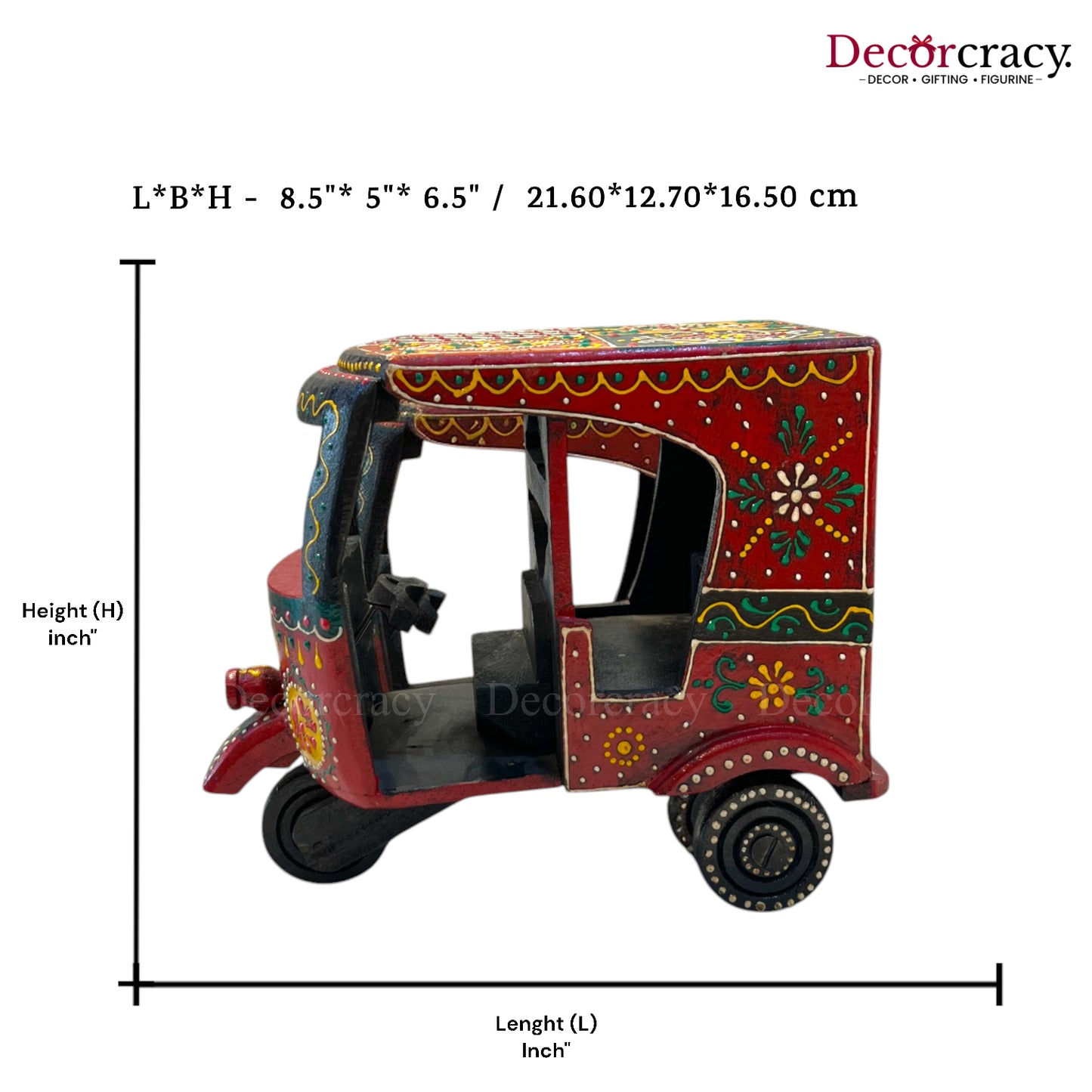 Auto Rickshaw Tuk Tuk Multicolor Hand Painted Wooden Rajasthani Big