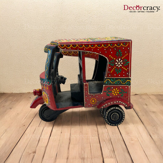 Auto Rickshaw Tuk Tuk Multicolor Hand Painted Wooden Rajasthani Big