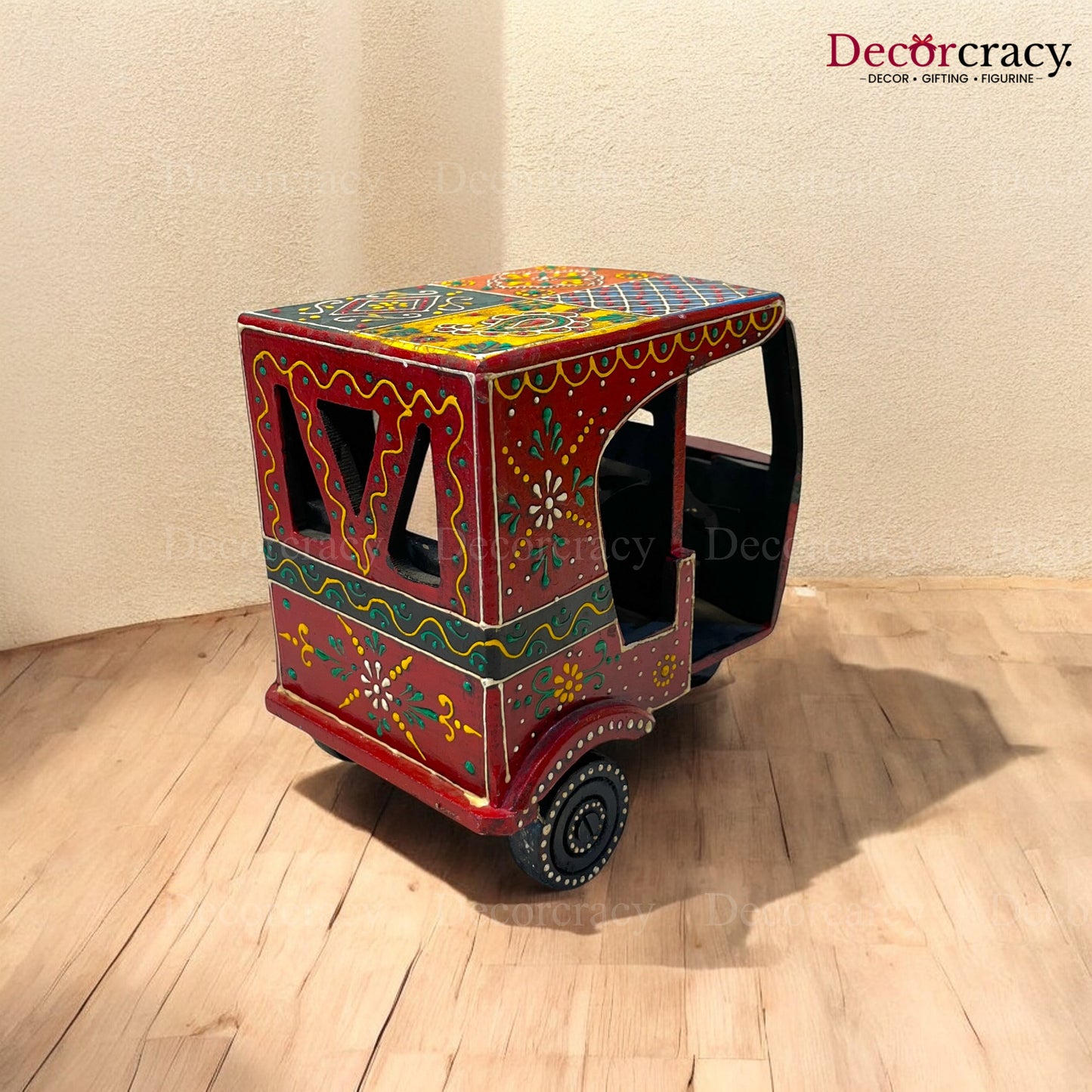 Auto Rickshaw Tuk Tuk Multicolor Hand Painted Wooden Rajasthani Big