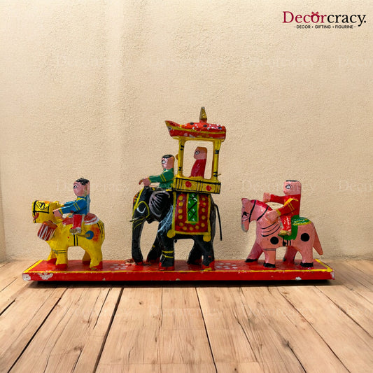 Ambabari Baarat Multicolor Hand Painted Wooden Rajasthani