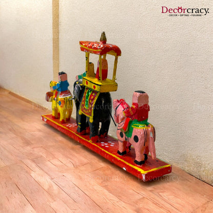 Ambabari Baarat Multicolor Hand Painted Wooden Rajasthani