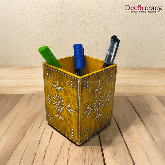 Pen Holder Hand Painted Wooden Rajasthani