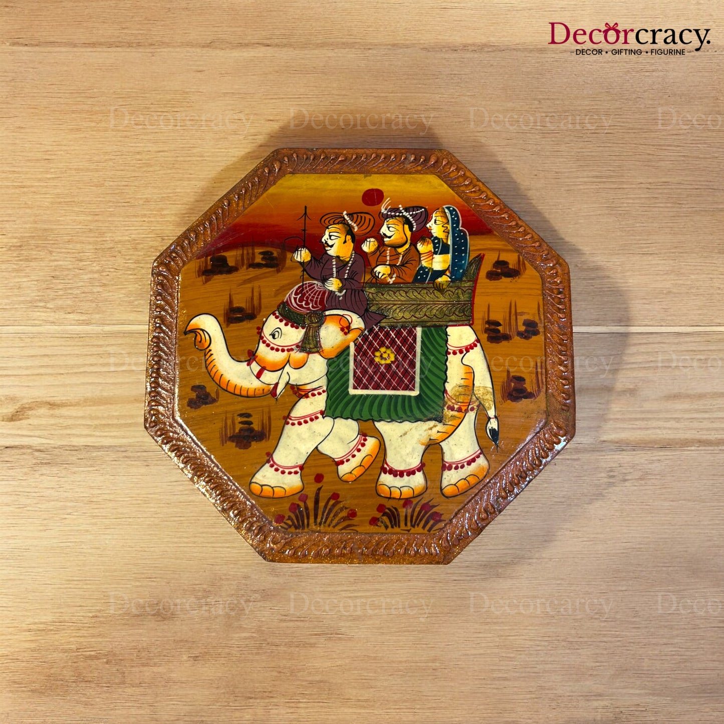8 Side Dry Fruit Mukhwas Box Hand Painted Antique Brown Wooden Rajasthani Dhola Maru