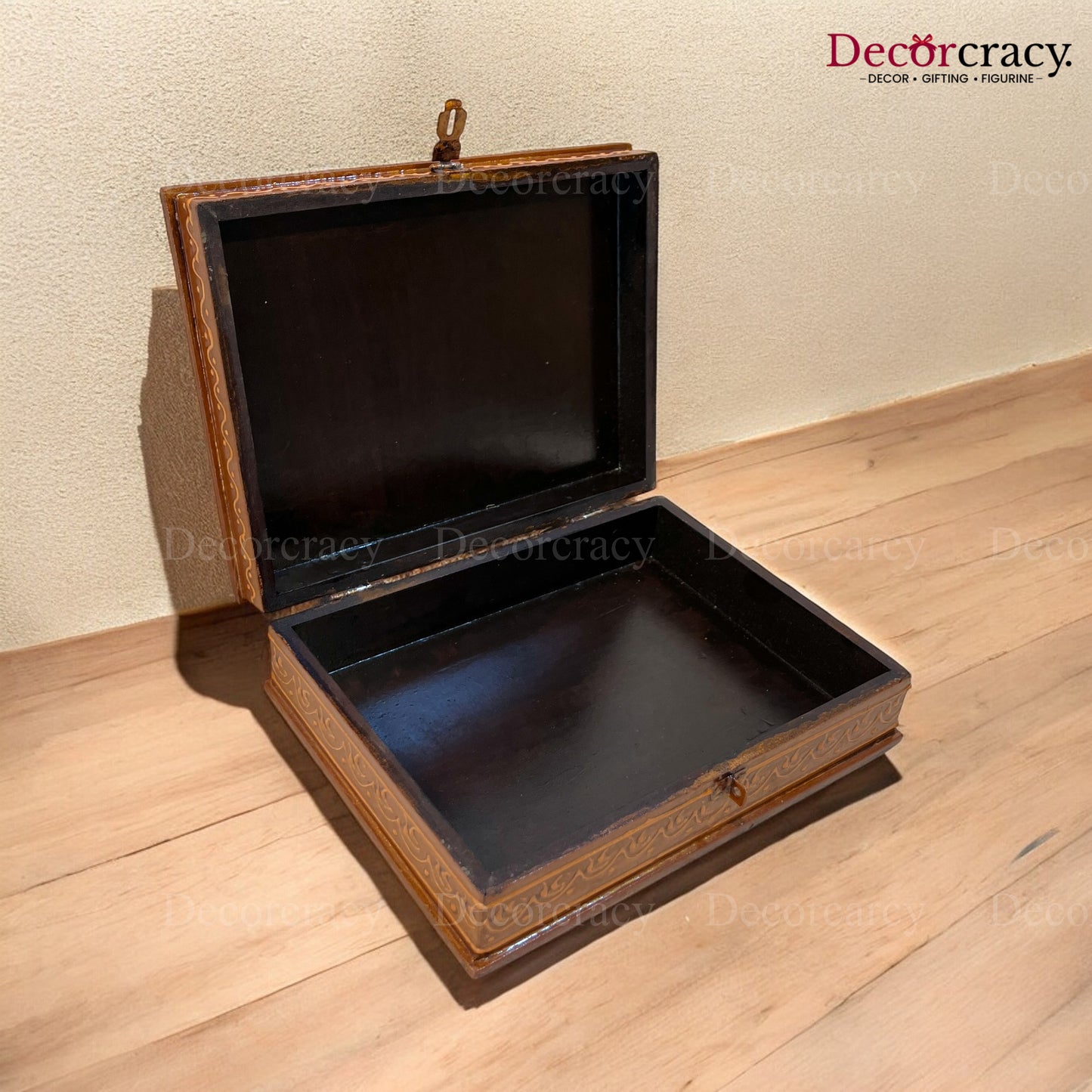 Dry Fruit Mukhwas Box Rectangle Hand Painted Antique Brown Wooden Rajasthani Dhola Maru