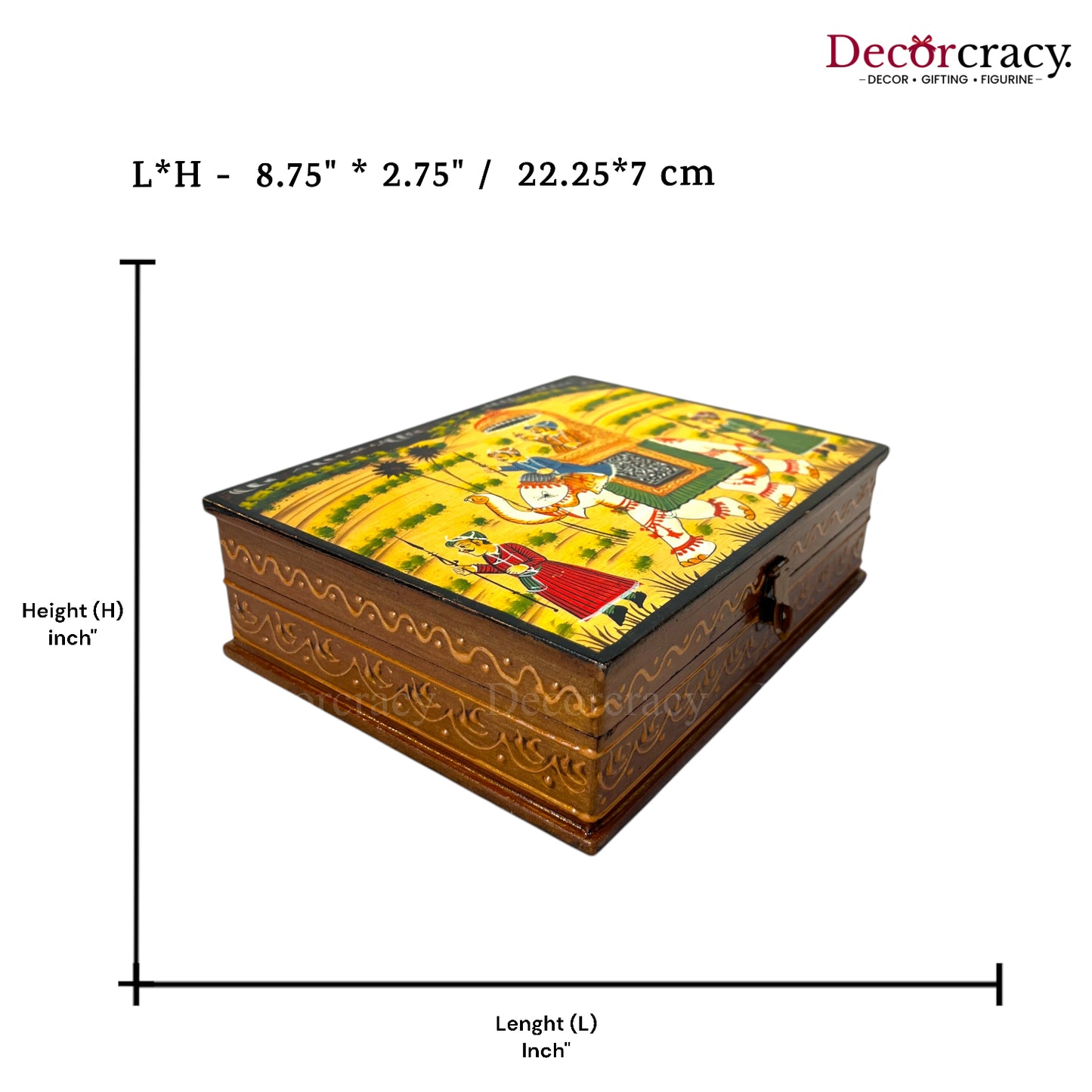 Dry Fruit Mukhwas Box Rectangle Hand Painted Antique Brown Wooden Rajasthani Dhola Maru