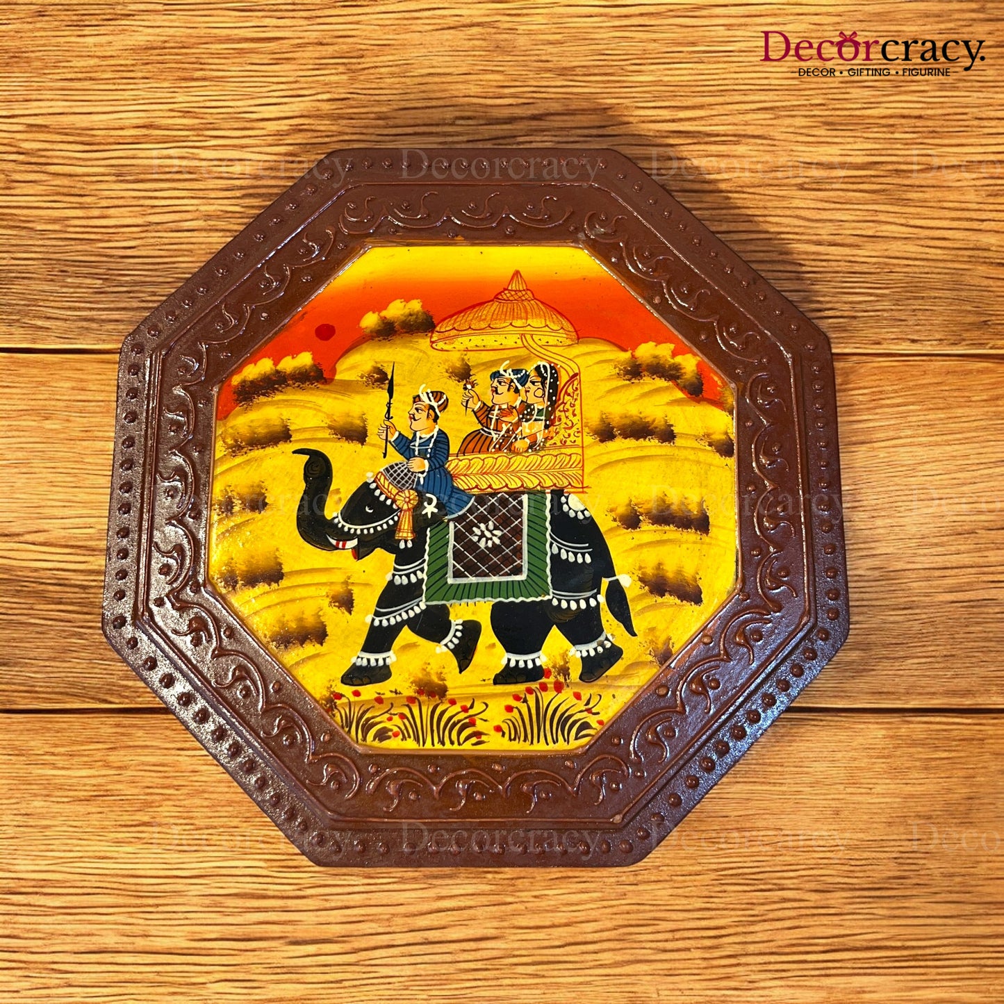 8 Side Dry Fruit Mukhwas Box Hand Painted Antique Brown Wooden Rajasthani Dhola Maru