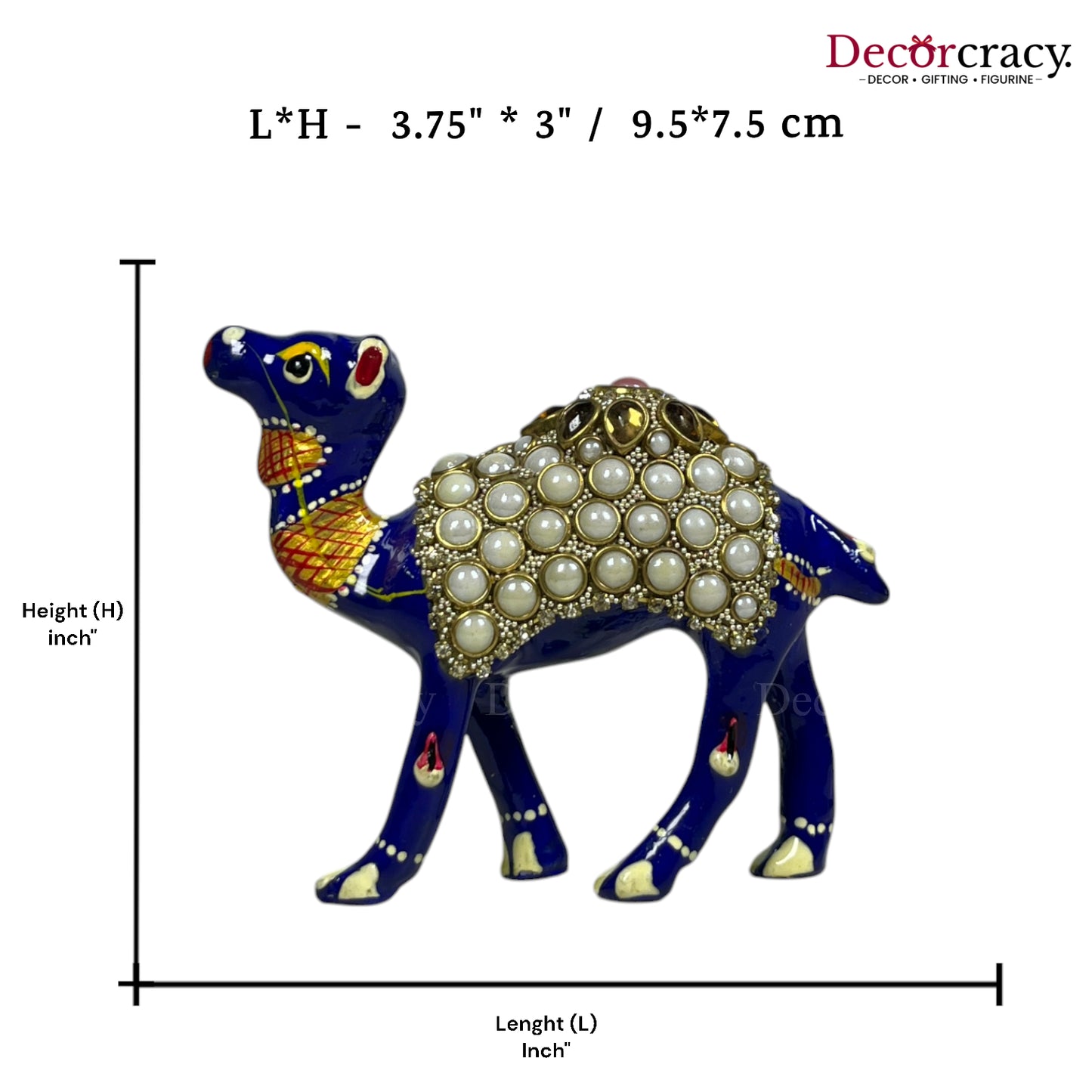 Camel Pearl 1Pc Metal Meenakari Art Hand Painted Animal Set Blue/Multi Small