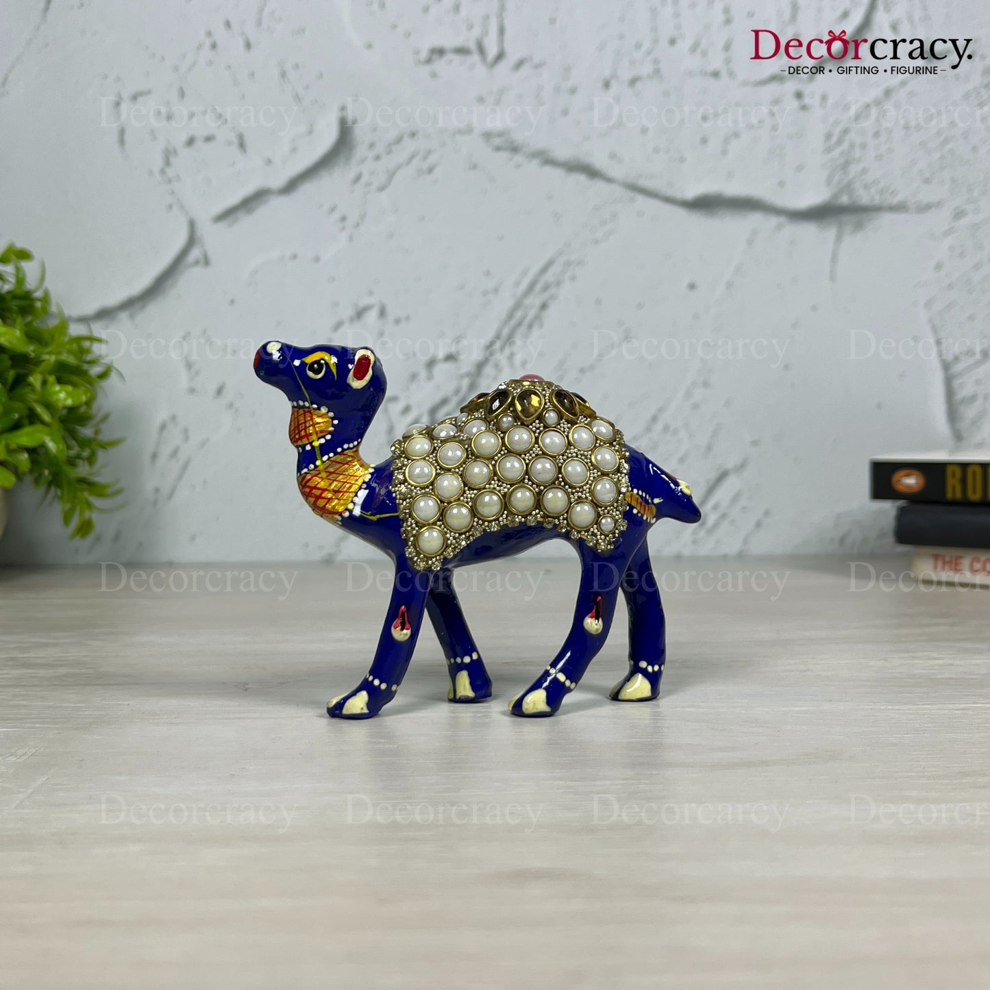Camel Pearl 1Pc Metal Meenakari Art Hand Painted Animal Set Blue/Multi Small