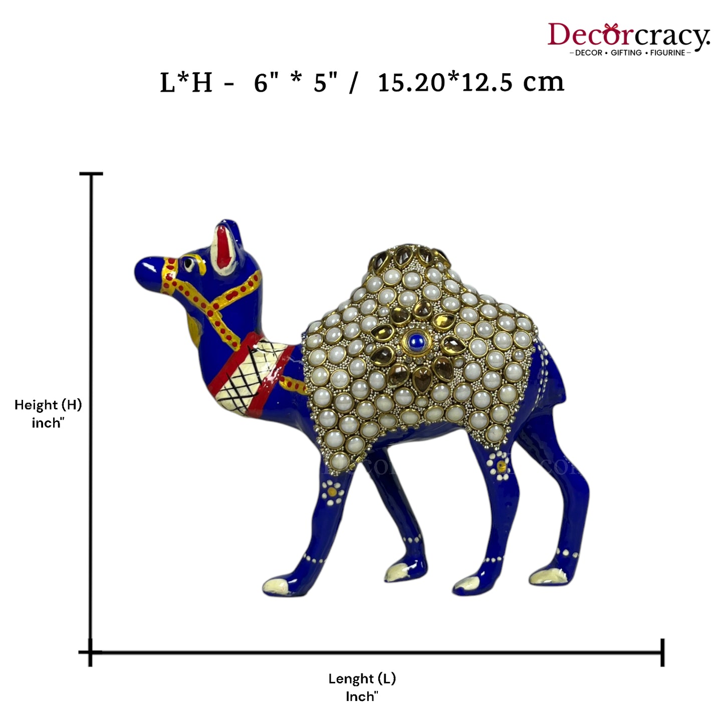 Camel Pearl 1Pc Metal Meenakari Art Hand Painted Animal Set Blue/Multi Medium