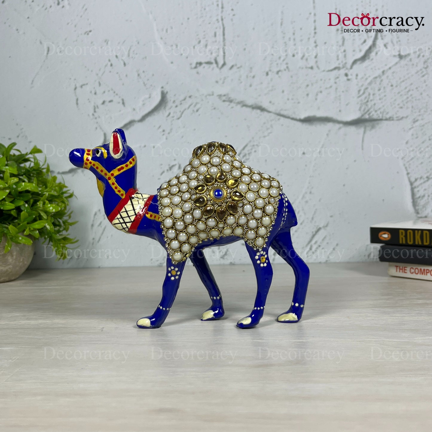 Camel Pearl 1Pc Metal Meenakari Art Hand Painted Animal Set Blue/Multi Medium