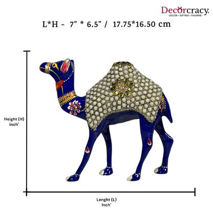 Camel Pearl 1Pc Metal Meenakari Art Hand Painted Animal Set Blue/Multi Large