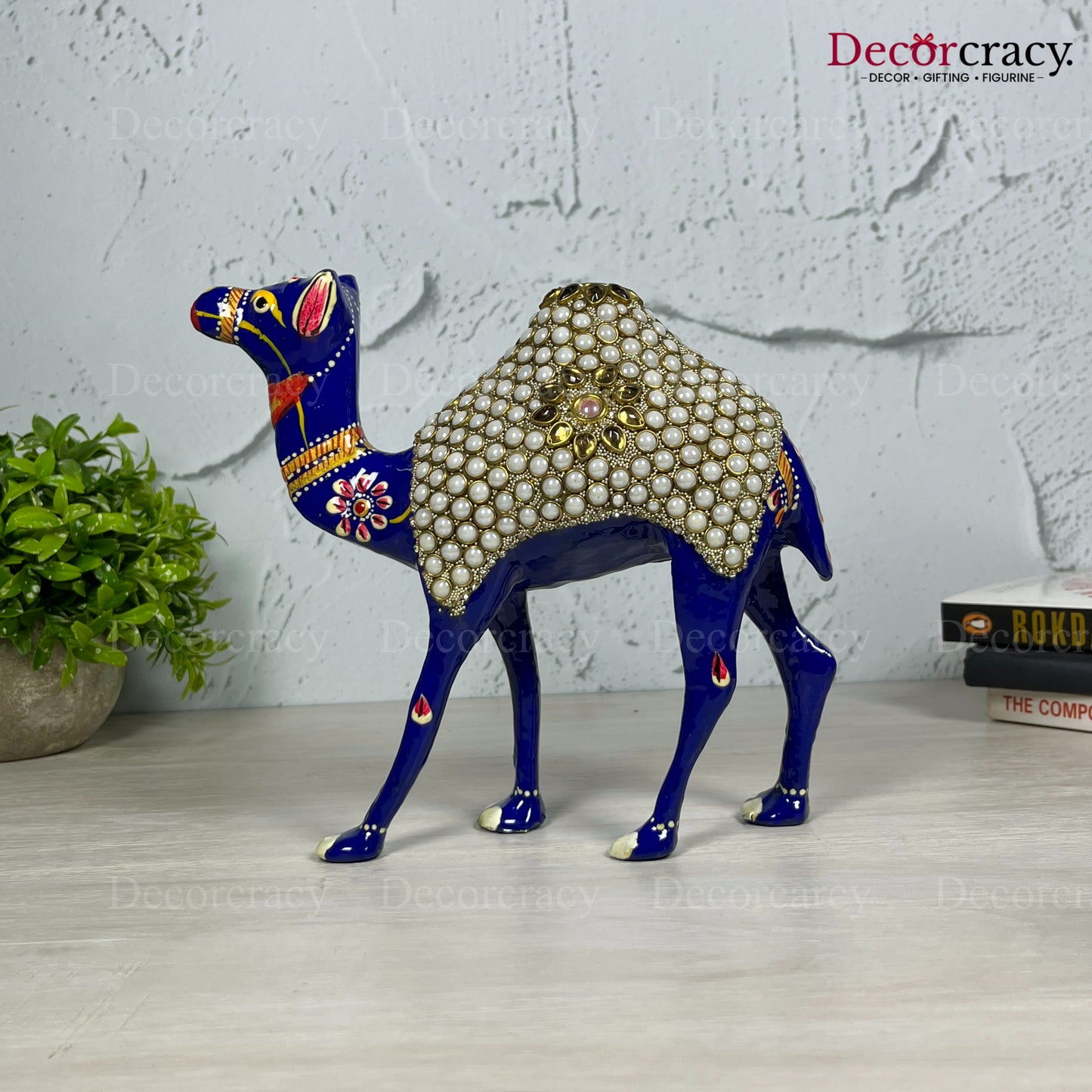 Camel Pearl 1Pc Metal Meenakari Art Hand Painted Animal Set Blue/Multi Large