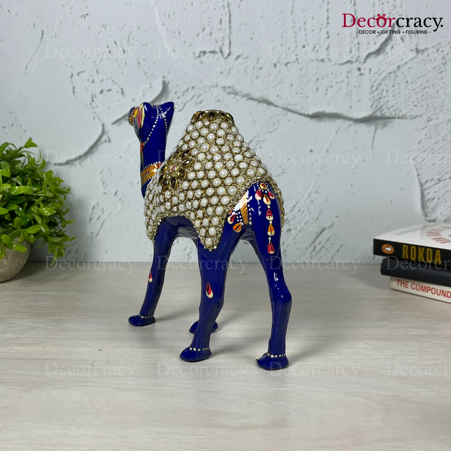 Camel Pearl 1Pc Metal Meenakari Art Hand Painted Animal Set Blue/Multi Large