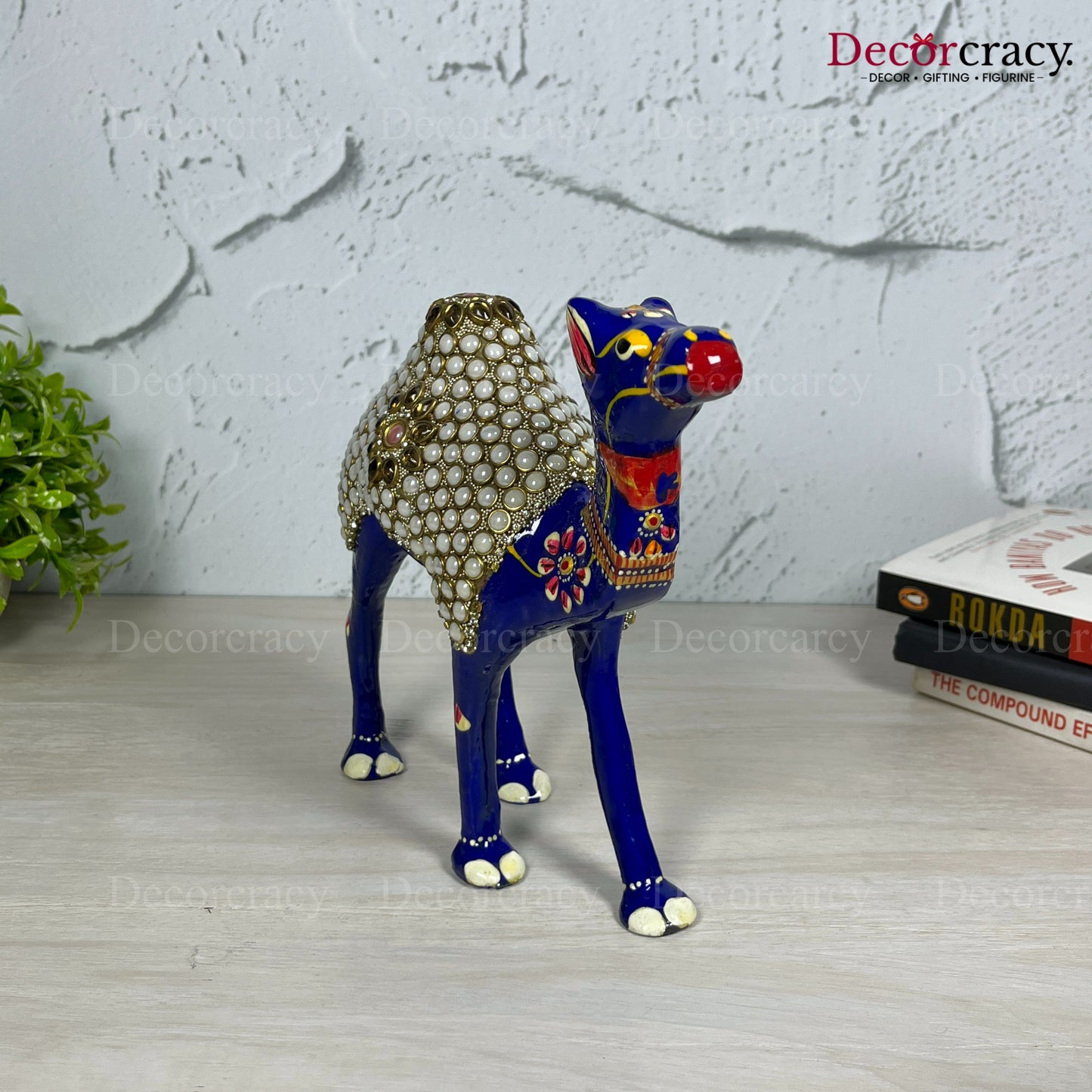 Camel Pearl 1Pc Metal Meenakari Art Hand Painted Animal Set Blue/Multi Large