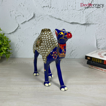 Camel Pearl 1Pc Metal Meenakari Art Hand Painted Animal Set Blue/Multi Large