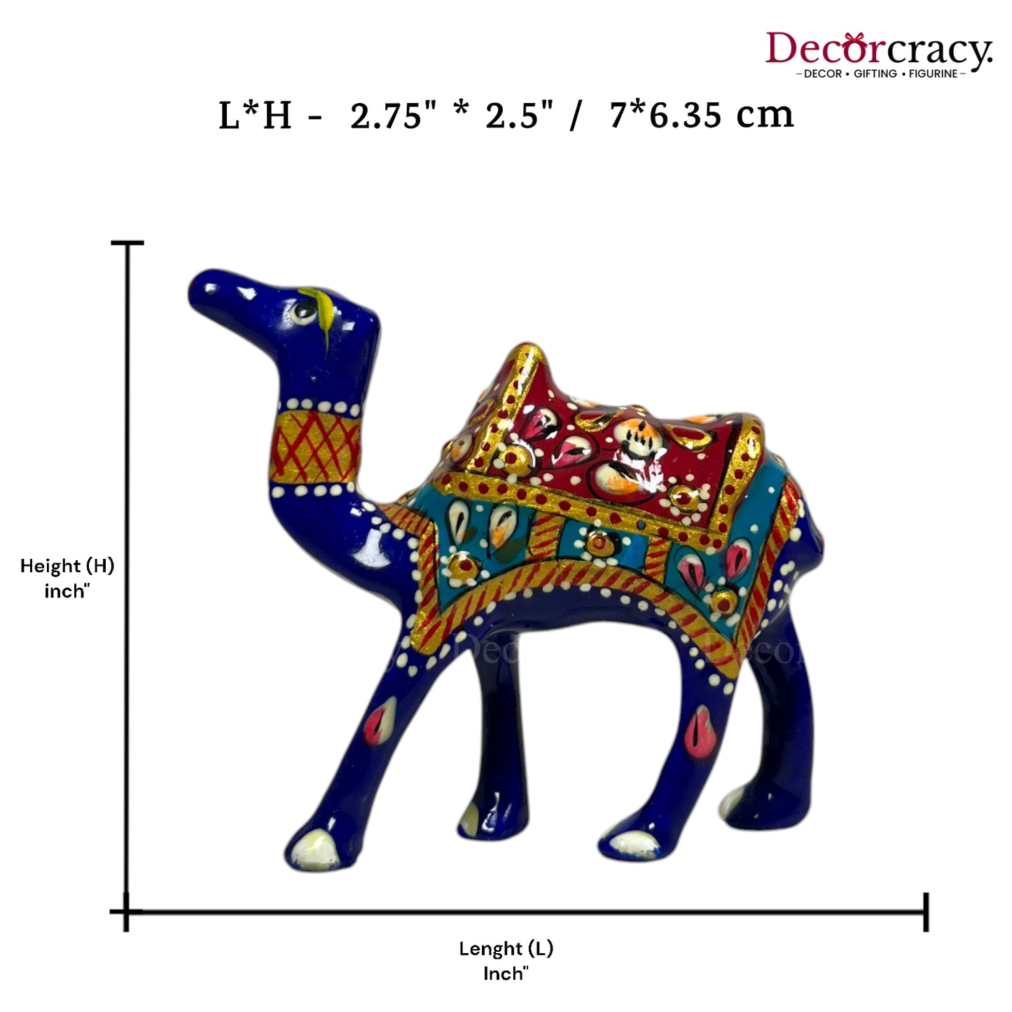Camel 1Pc Metal Meenakari Art Hand Painted Animal Set Blue/Multi Small