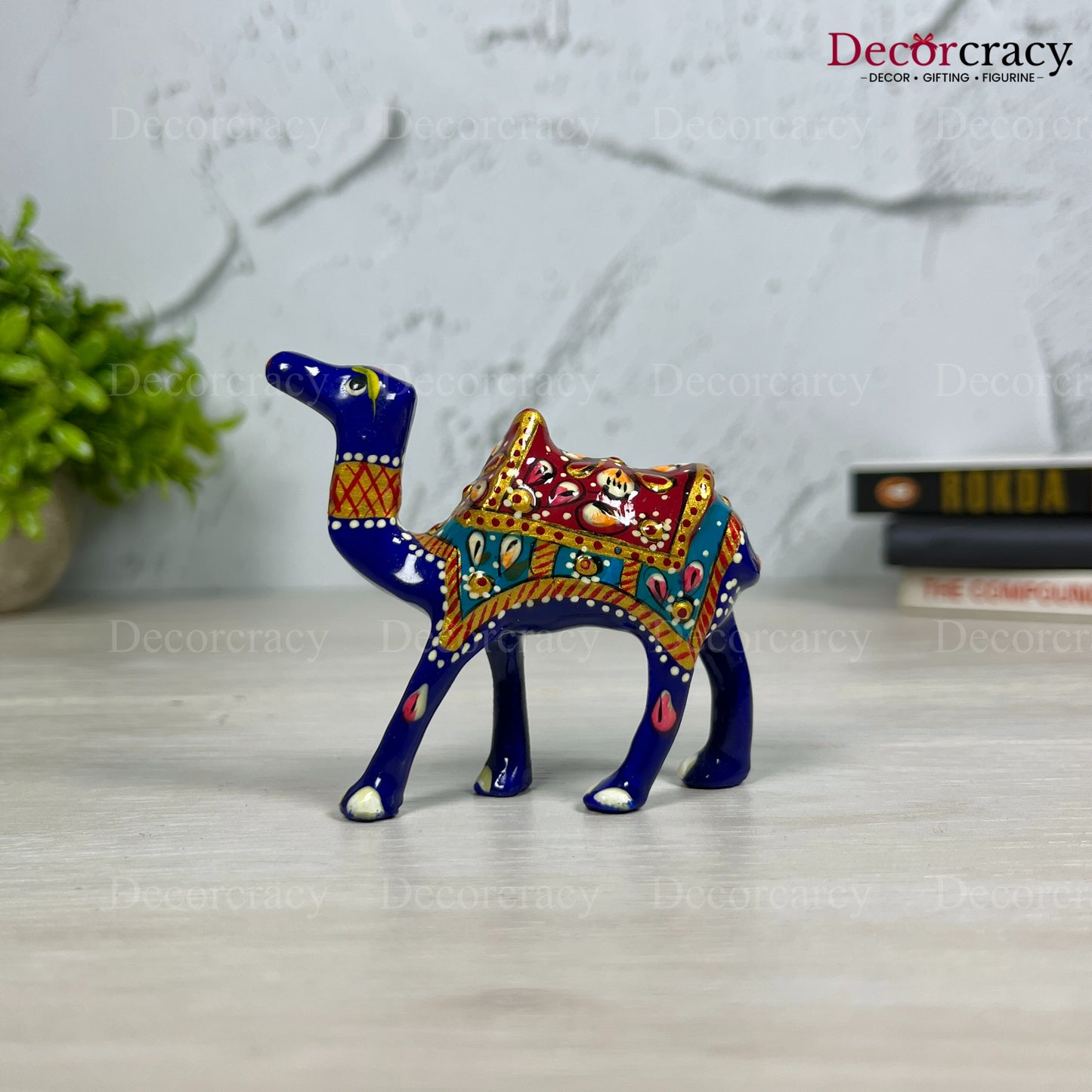 Camel 1Pc Metal Meenakari Art Hand Painted Animal Set Blue/Multi Small