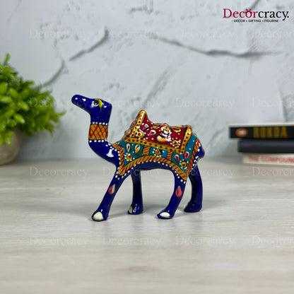 Camel 1Pc Metal Meenakari Art Hand Painted Animal Set Blue/Multi Small
