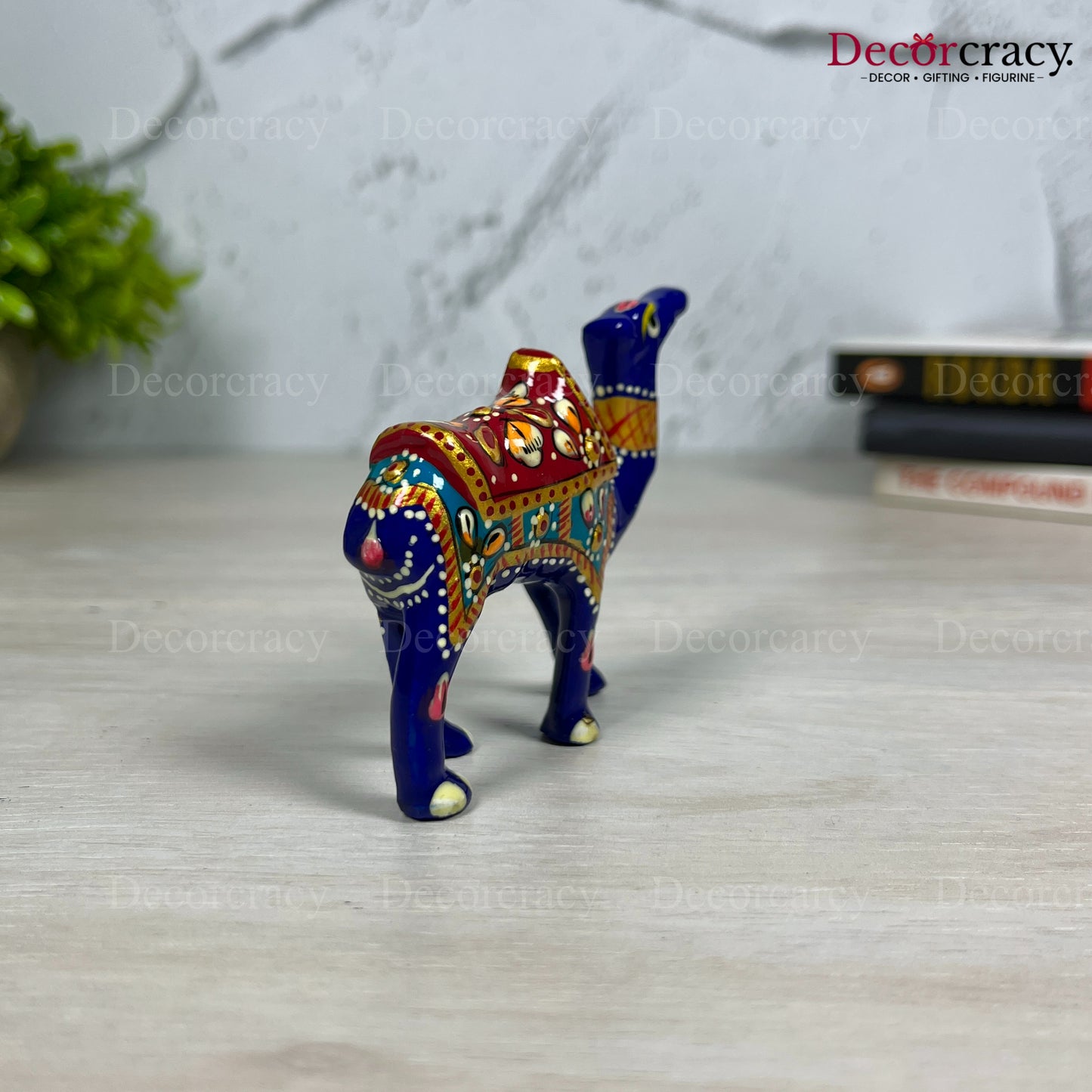 Camel 1Pc Metal Meenakari Art Hand Painted Animal Set Blue/Multi Small