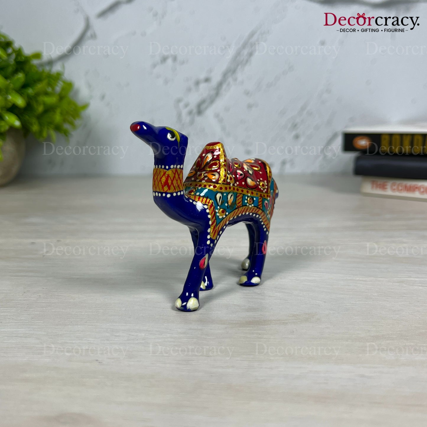 Camel 1Pc Metal Meenakari Art Hand Painted Animal Set Blue/Multi Small