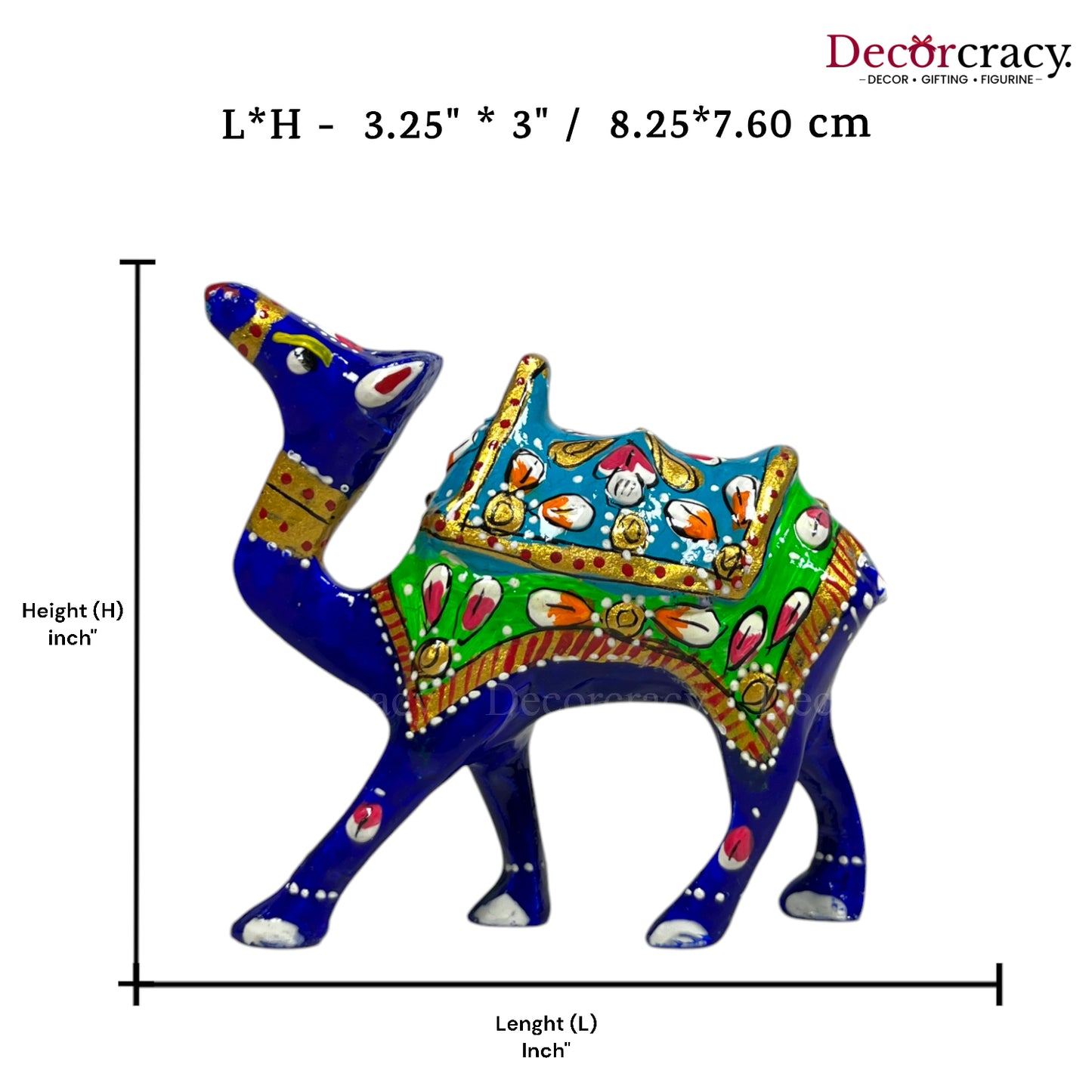 Camel 1Pc Metal Meenakari Art Hand Painted Animal Set Blue/Multi Medium